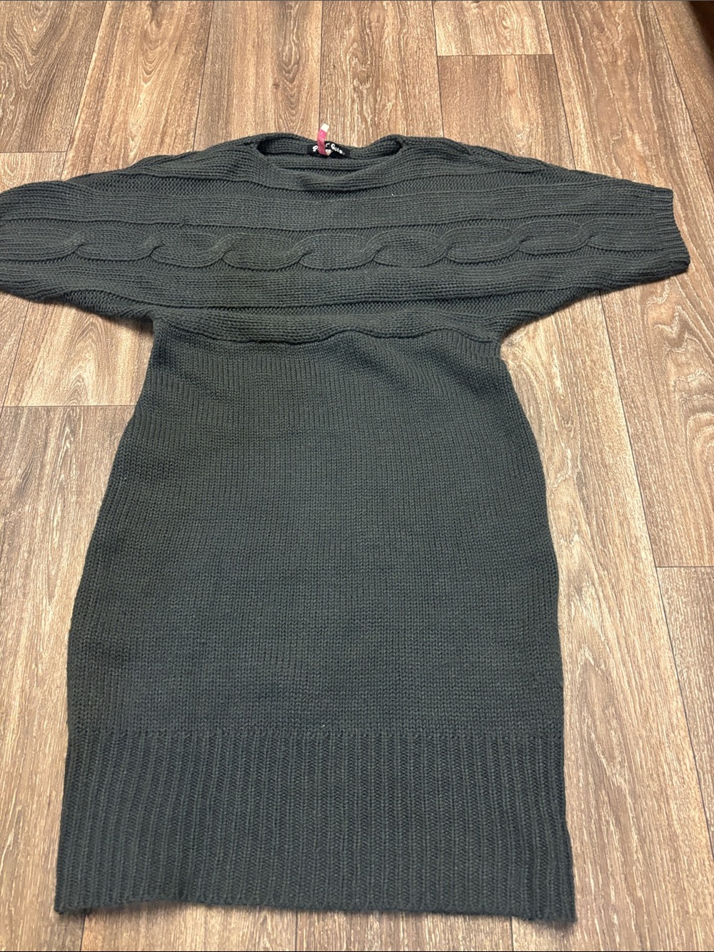 Charcoal Cable-Knit Women’s Sweater Dress